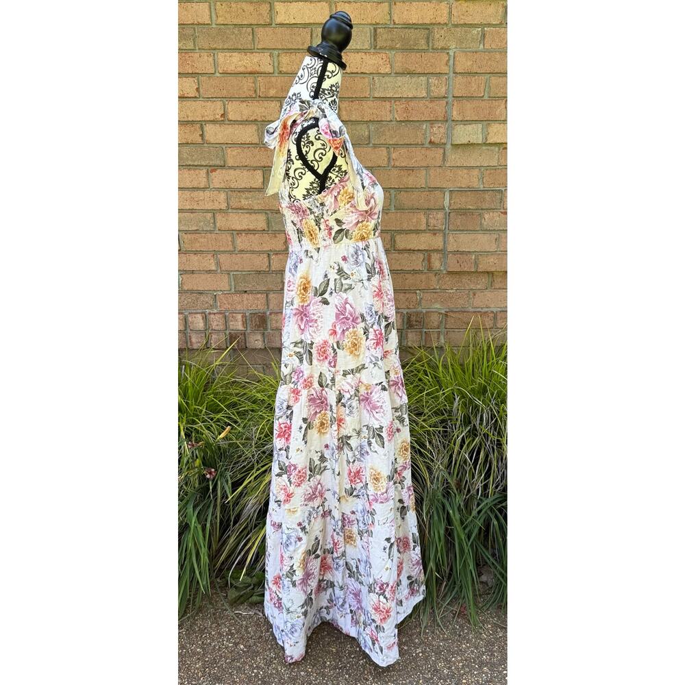 NWT House of Harlow 1960 Linen Blend Floral Maxi Dress Size Small - Picture 2 of 8